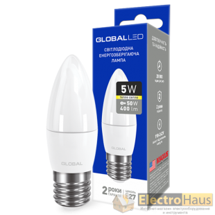 LED лампа GLOBAL C37 CL-F 5W теплый свет E27 (1-GBL-131)